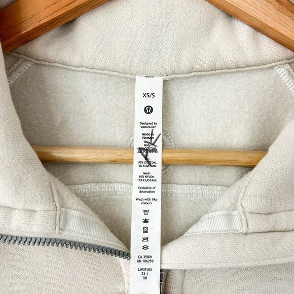 Lululemon Scuba Oversized Half Zip Pullover Funnel Neck Cream XS/S Cotton - Picture 4 of 6